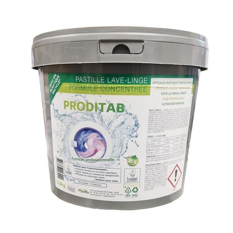 TABLETTE LINGE CONCENTREE ECOLABEL 22G sans Phosphates 100% recyclable X150 TABLETTE LINGE CONCENTREE ECOLABEL 22G sans Phosphates 100% recyclable X150