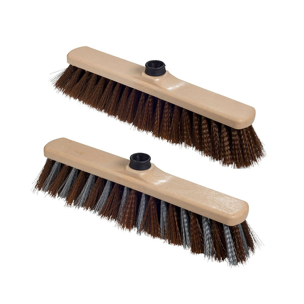 Balai droit 29 cm bois, fibre pet imitation coco a vis s60