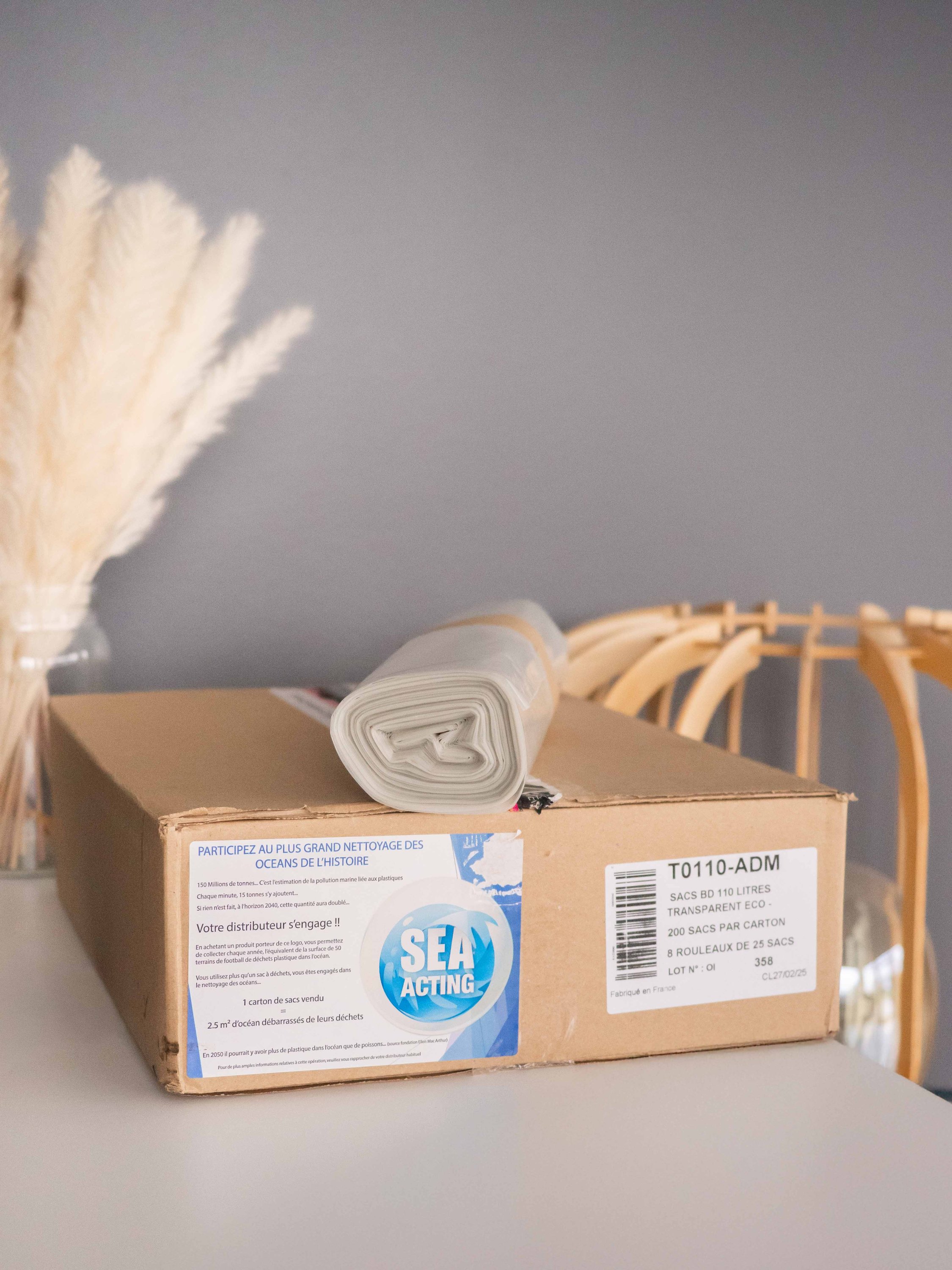 Carton sac poubelles transparent 110L 30µ - 1 Carton de 200