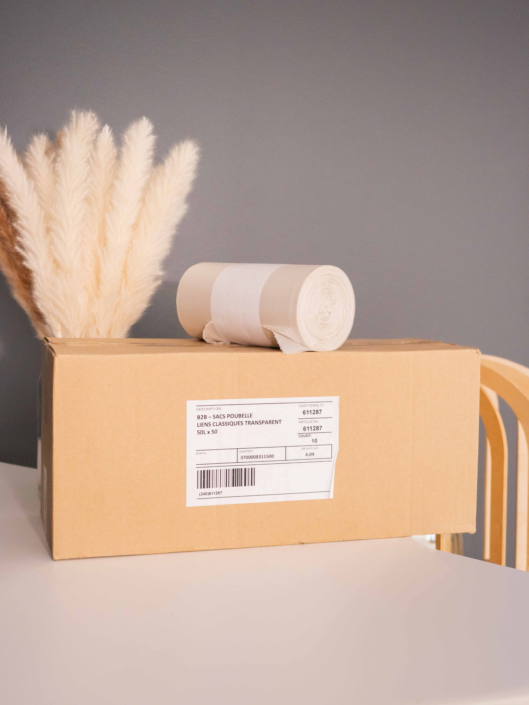 Carton sac poubelles transparent 50L 13µ - 1 Carton de 250