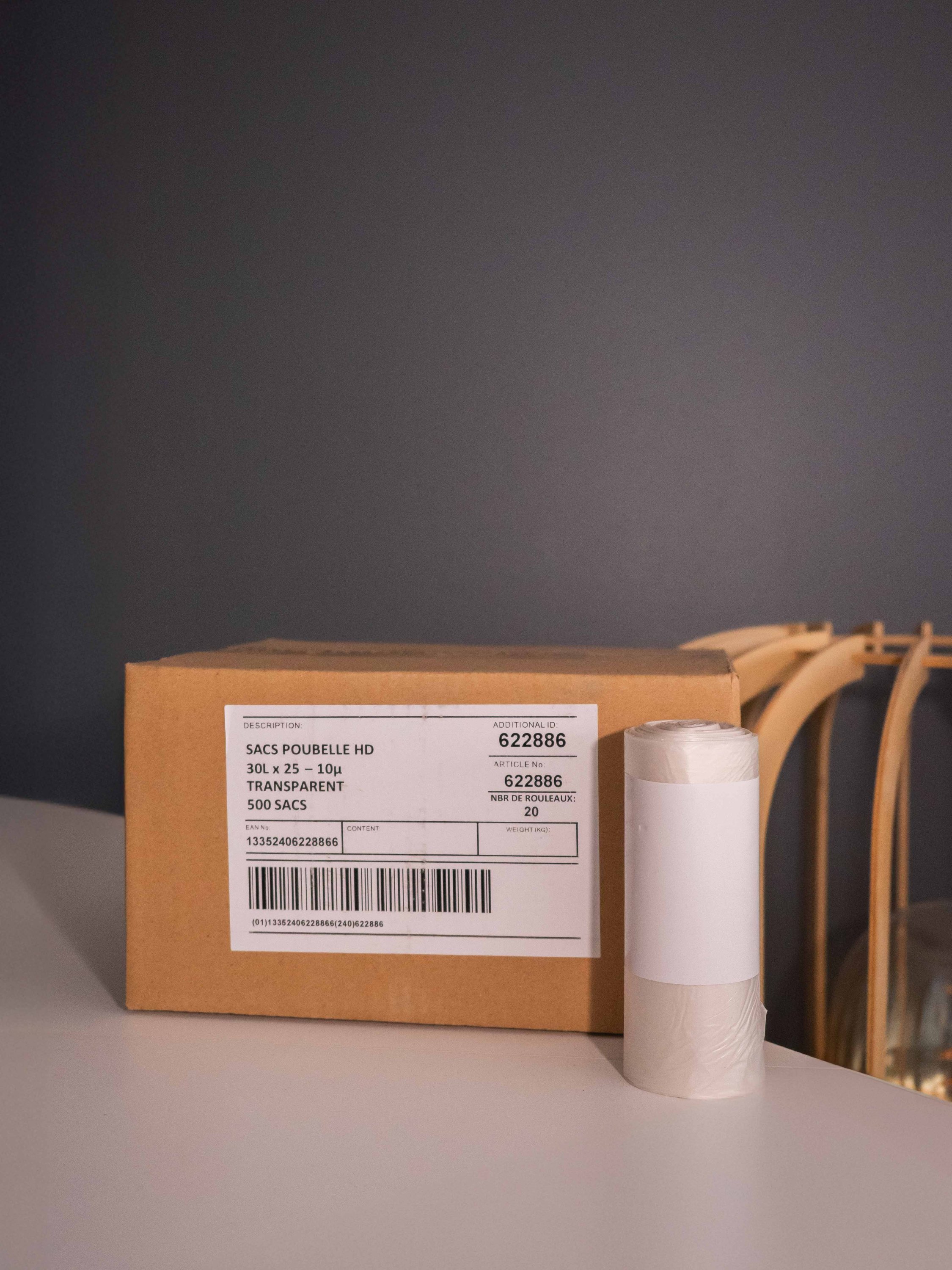 Carton sac poubelles transparent 30L corbeilles bureaux 11µ - 1 Carton de 500
