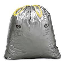 Carton sac poubelles gris 100L NF lien coulissant microns: 34µ - 1 Carton de 100