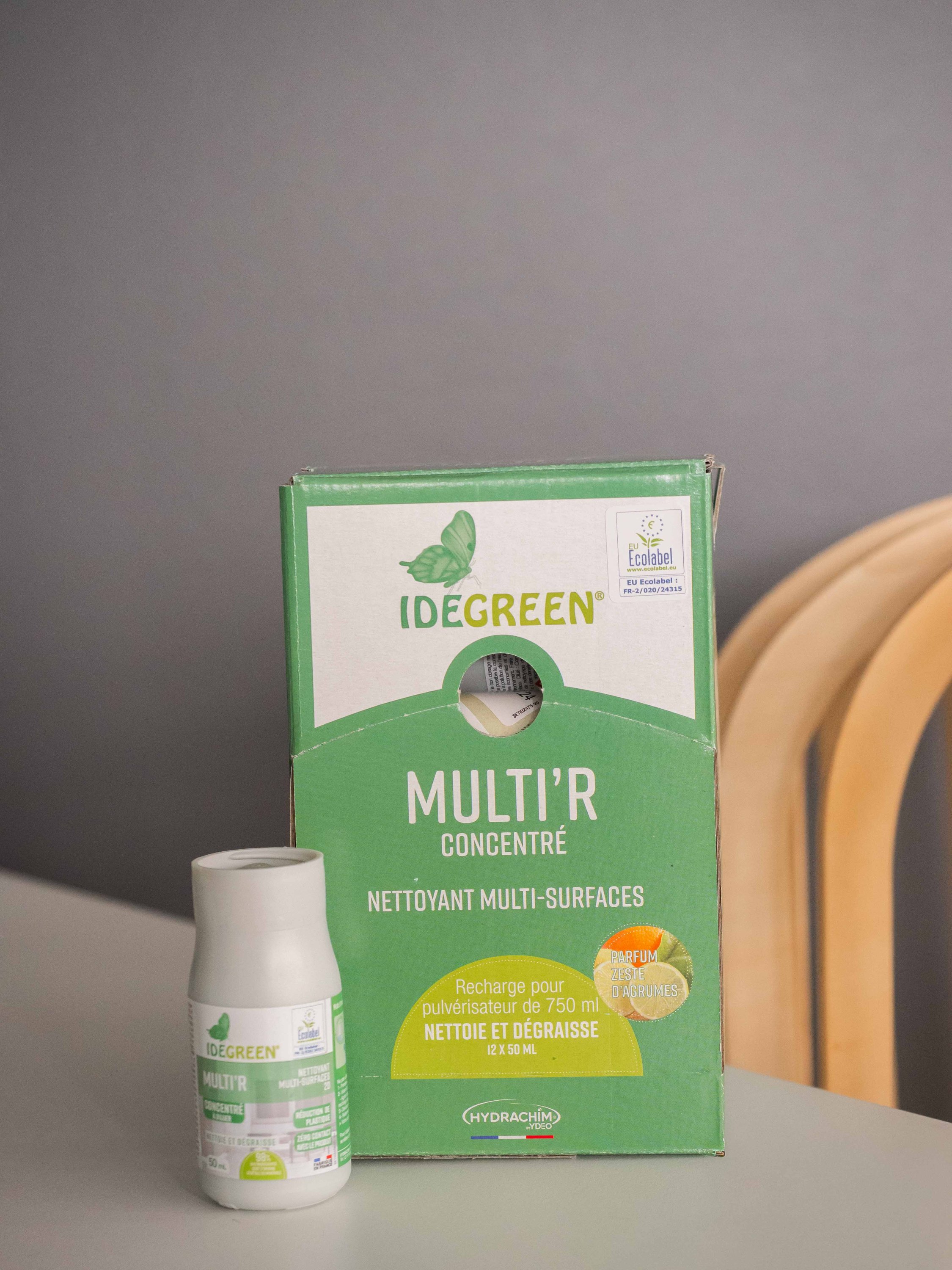 IDEGREEN - 0656 - MULTI'R ECOLABEL - NETTOYANT MULTI-SURFACES 2D CONCENTRÉ - RECHARGE DE 12x50ml