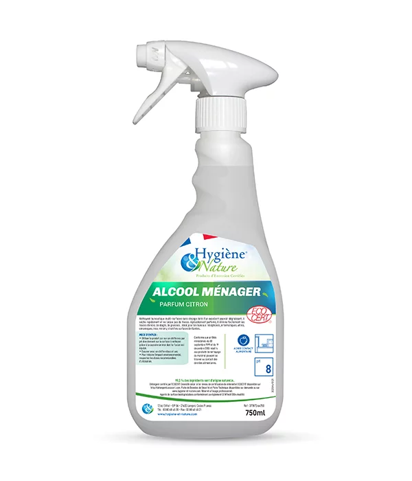 ALCOOL MENAGER CITRON 750ml ECOCERT Nettoyant dégraissant - Agréé contact alimentaire ALCOOL MENAGER CITRON 750ml ECOCERT Nettoyant dégraissant - Agréé contact alimentaire