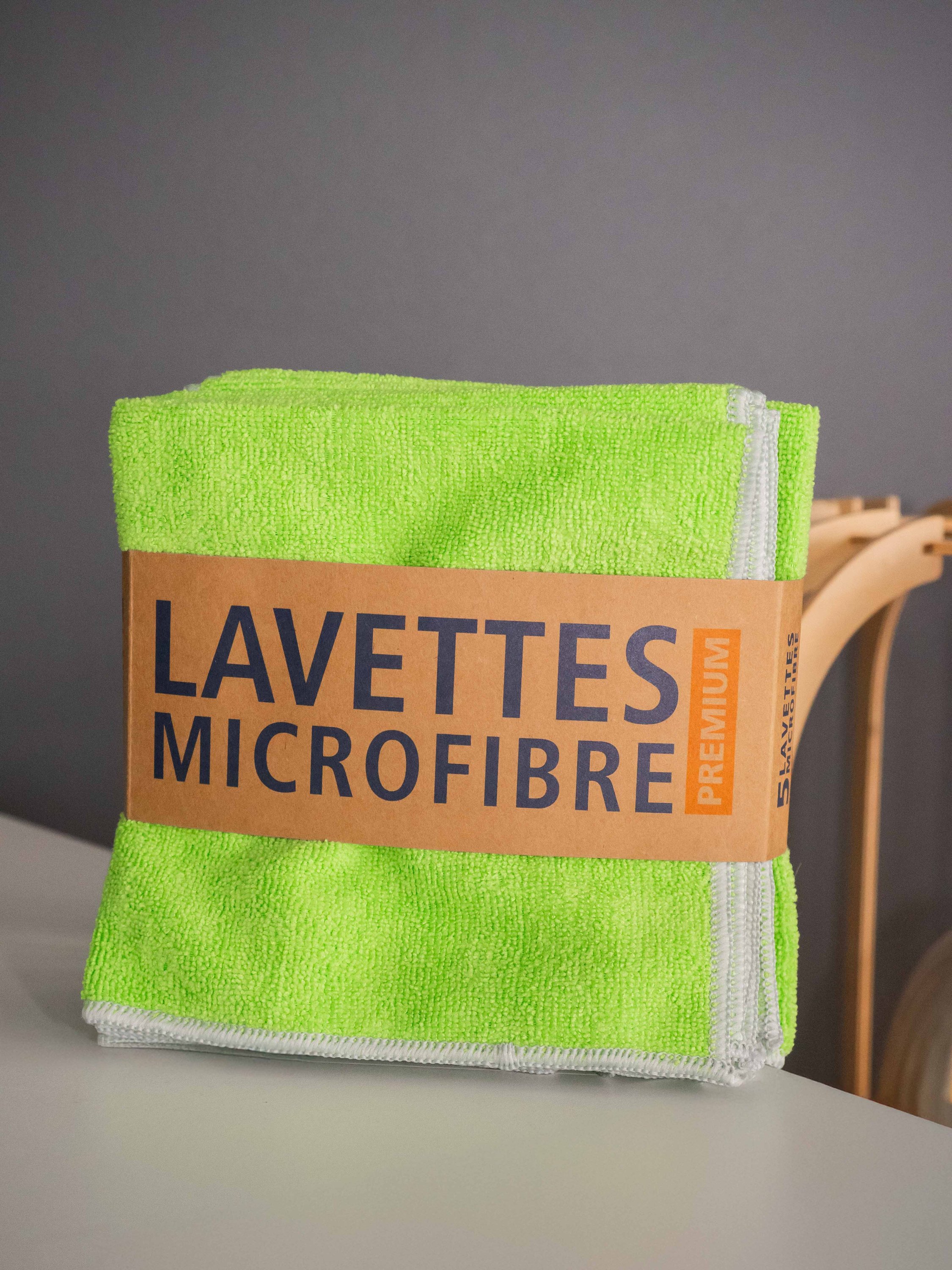 Lavette microfibre multi-usages CLASSIC 220 g/m² - 38x38cm - en lot x5 - verte