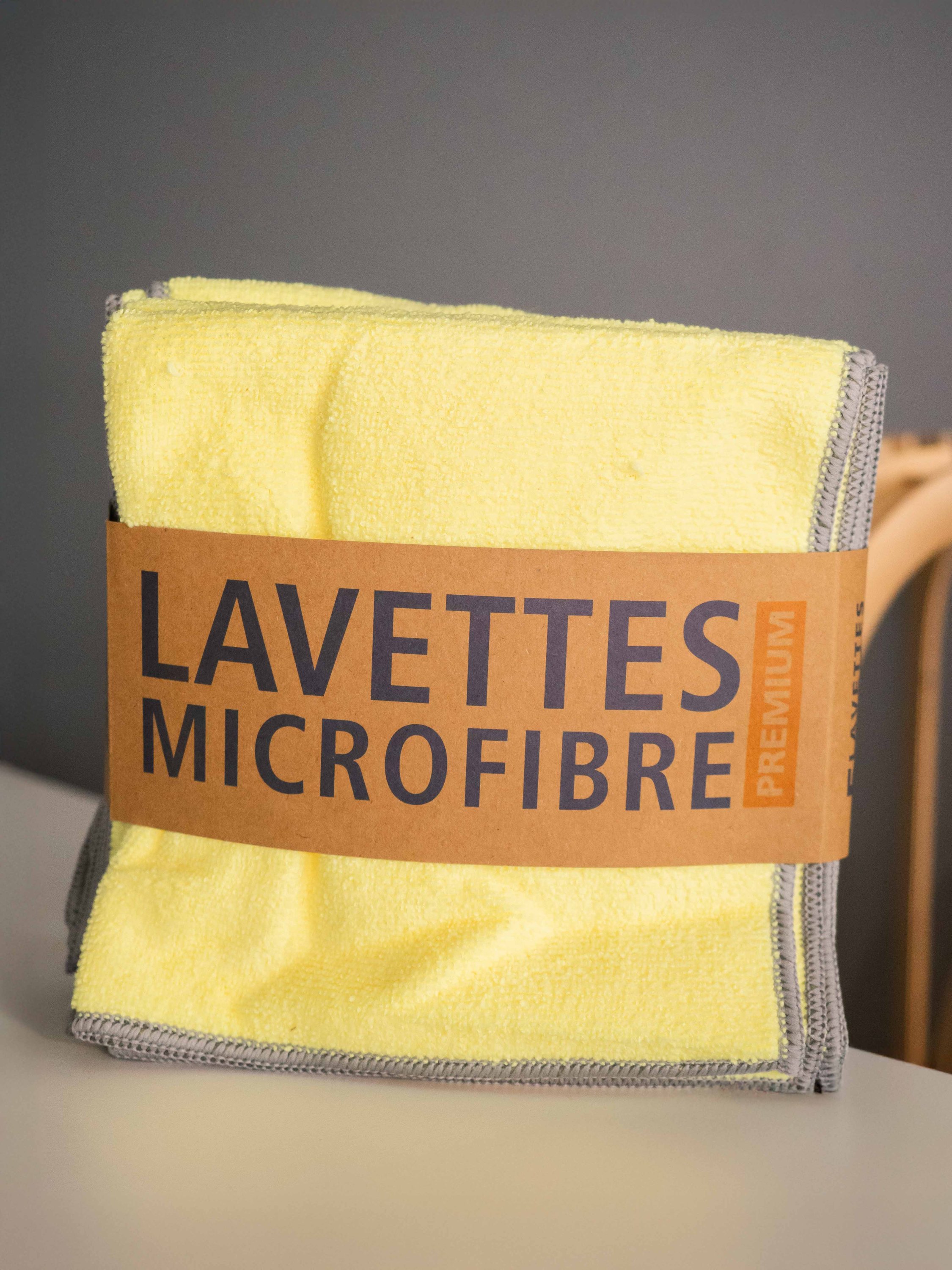 Lavette microfibre multi-usages CLASSIC 220 g/m² - 38x38cm - en lot x5 - jaune