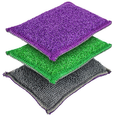 Eponge microfibre double face grattante - en sachet x2