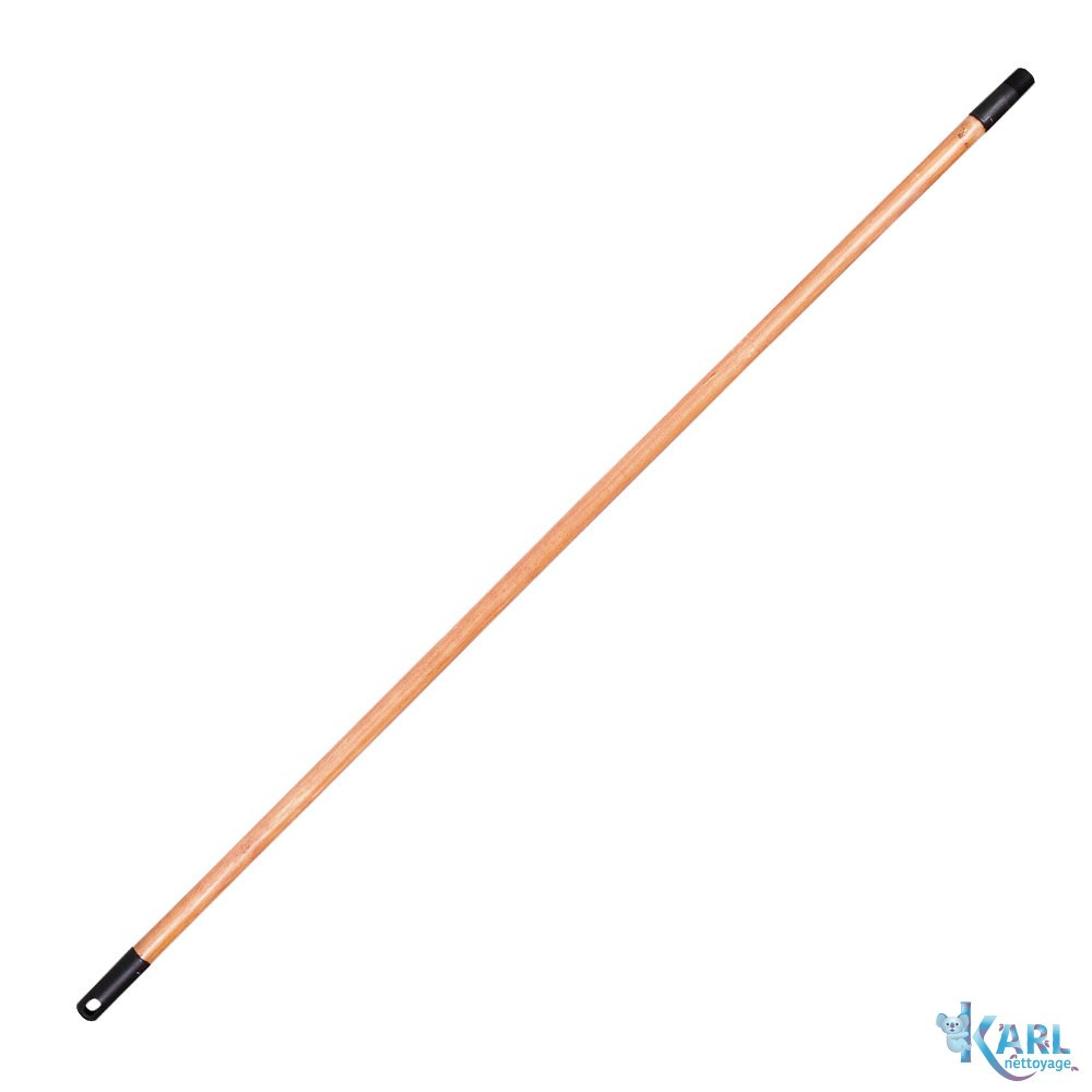 Manche bois brut 1,3 m embout vissant et crochet ø env 24 mm