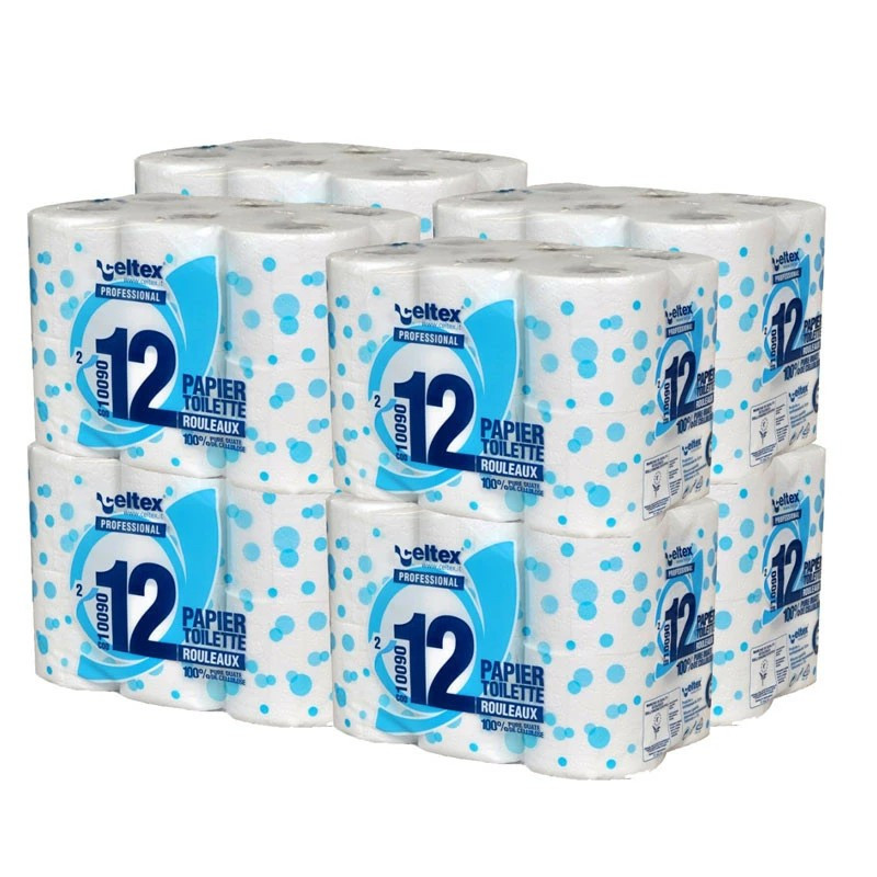 Rouleau 180 feuilles 100 % cellulose gaufré,blanc 2 plis - 1 Colis de 96