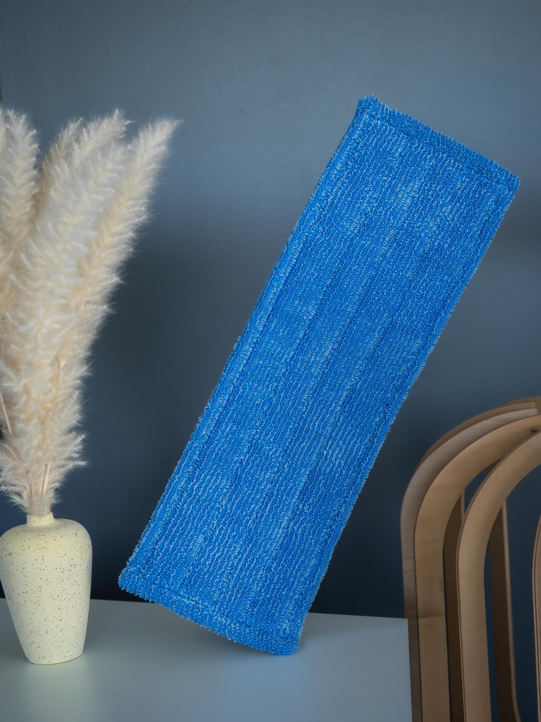 Frange microfibre ECOLINE bleue poche/languette 2 oeillets