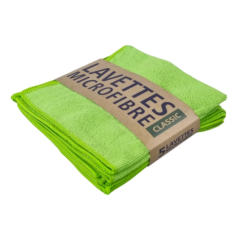 Lavette microfibre multi-usages CLASSIC 220 g/m² - 38x38cm - en lot x5 - verte